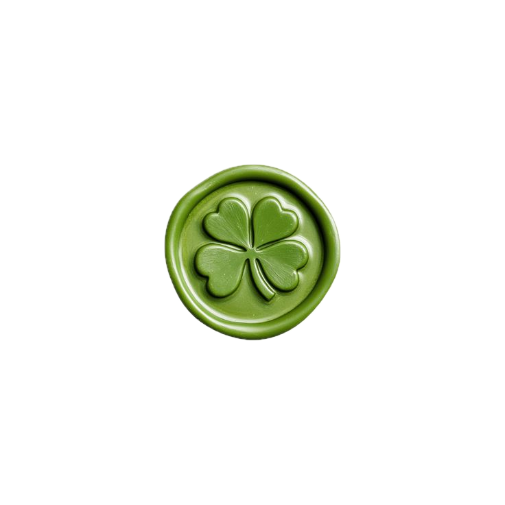 Green four-leaf clover wax seal
